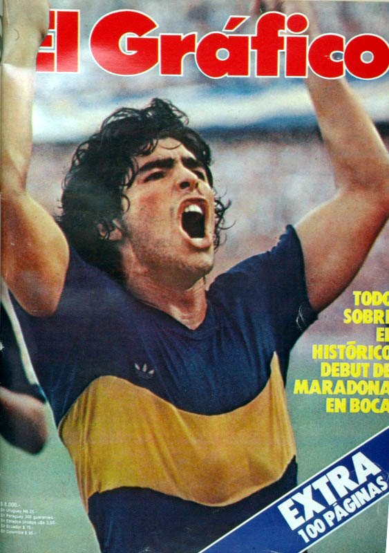 ボカ・ジュニアーズ移籍初戦でゴールを決めたマラドーナ(1981年)